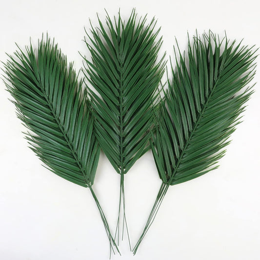Artificial Palm Leaves, Faux Large Palm Fronds Fake Tropical Plant Simulation Safari Leaves with Stems for Home Hawaiian Luau Party Jungle Beach Theme Party Decoration