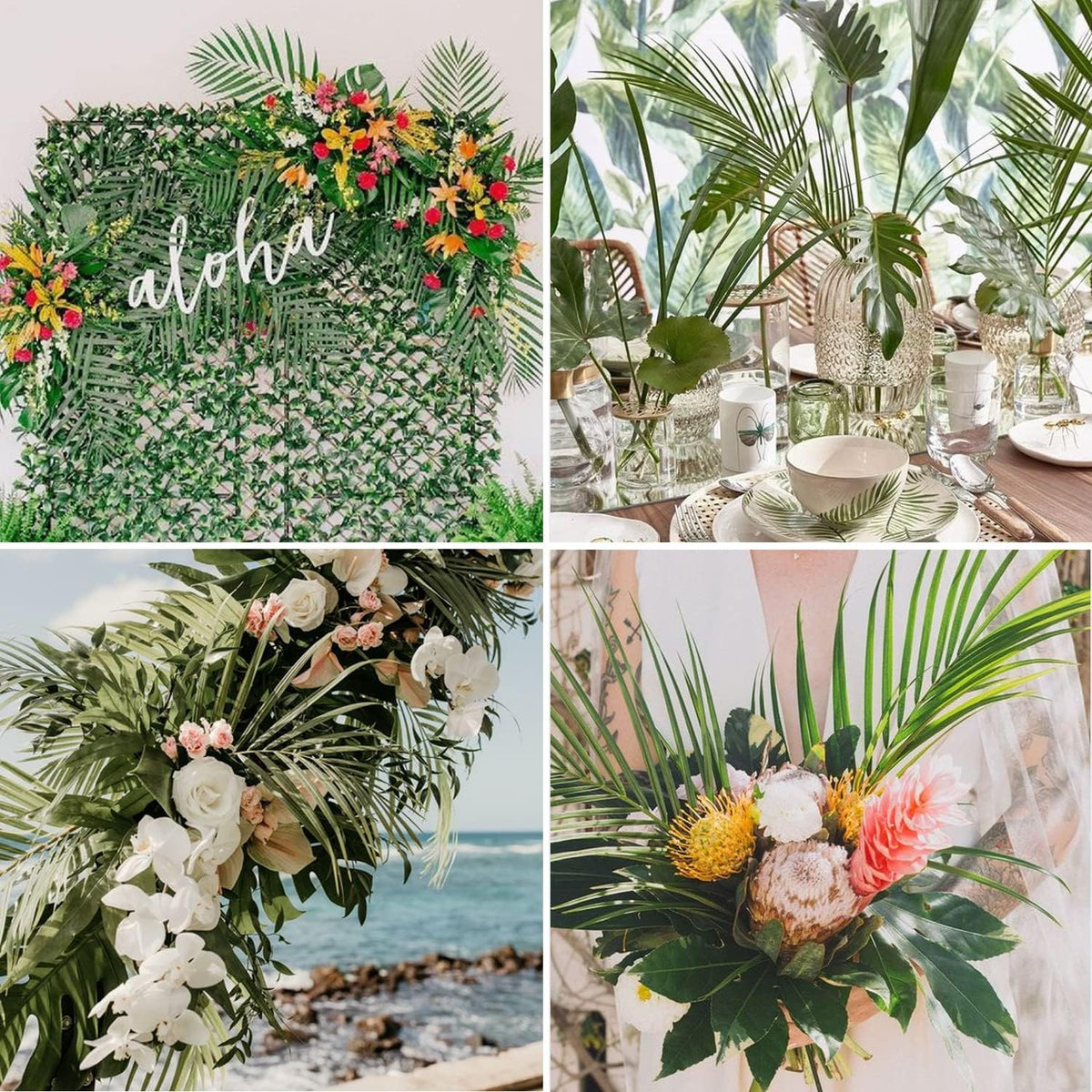 Artificial Palm Leaves, Faux Large Palm Fronds Fake Tropical Plant Simulation Safari Leaves with Stems for Home Hawaiian Luau Party Jungle Beach Theme Party Decoration