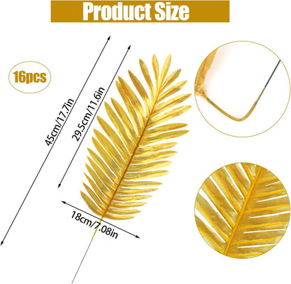 Artificial Palm Leaves, Faux Large Palm Fronds Fake Tropical Plant Simulation Safari Leaves with Stems for Home Hawaiian Luau Party Jungle Beach Theme Party Decoration