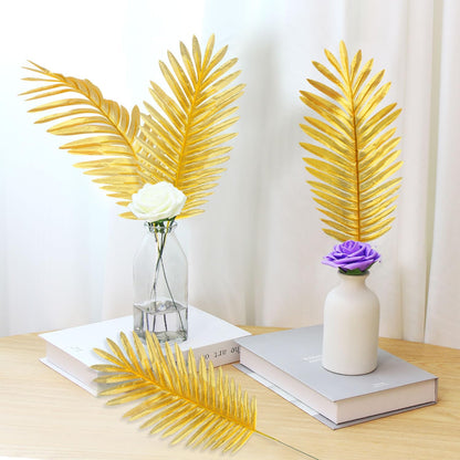 Artificial Palm Leaves, Faux Large Palm Fronds Fake Tropical Plant Simulation Safari Leaves with Stems for Home Hawaiian Luau Party Jungle Beach Theme Party Decoration