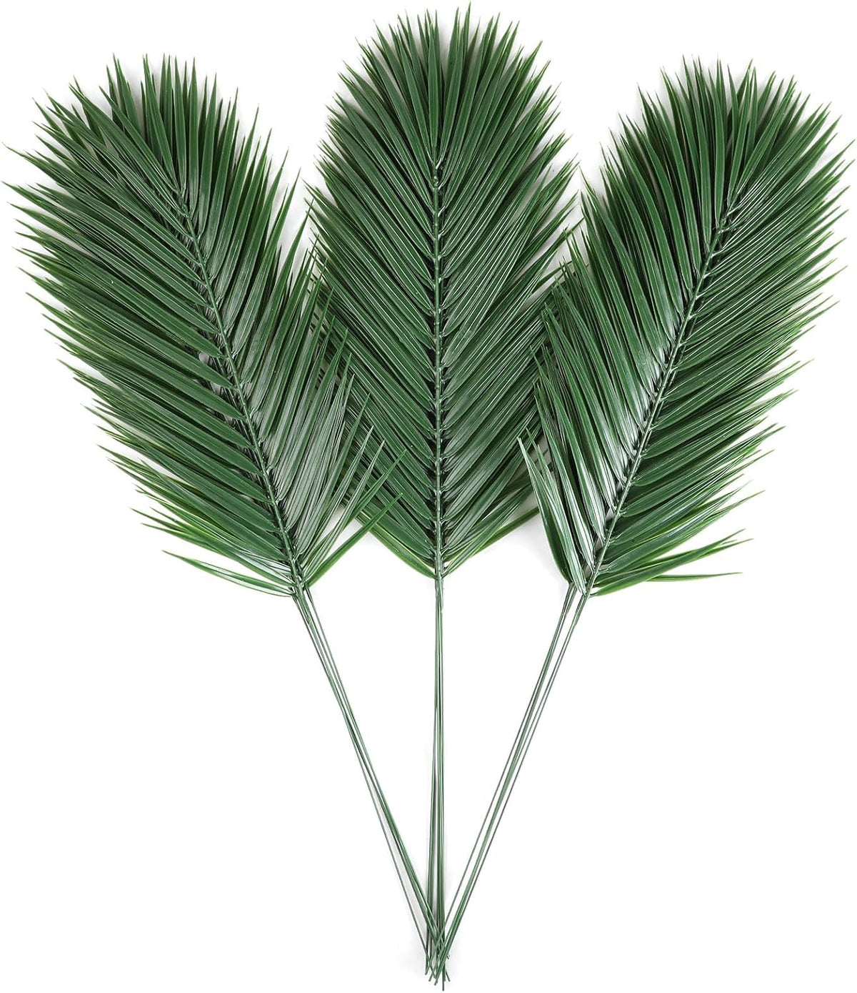 Artificial Palm Leaves, Faux Large Palm Fronds Fake Tropical Plant Simulation Safari Leaves with Stems for Home Hawaiian Luau Party Jungle Beach Theme Party Decoration