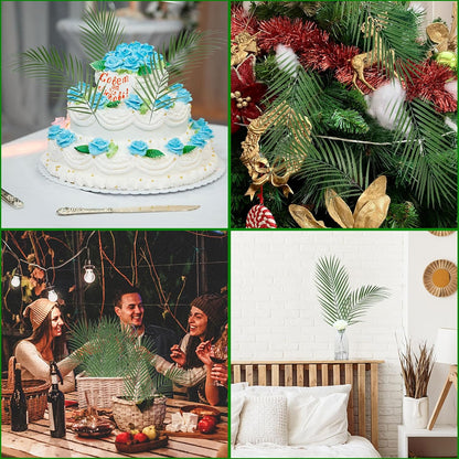 Artificial Palm Leaves, Faux Large Palm Fronds Fake Tropical Plant Simulation Safari Leaves with Stems for Home Hawaiian Luau Party Jungle Beach Theme Party Decoration