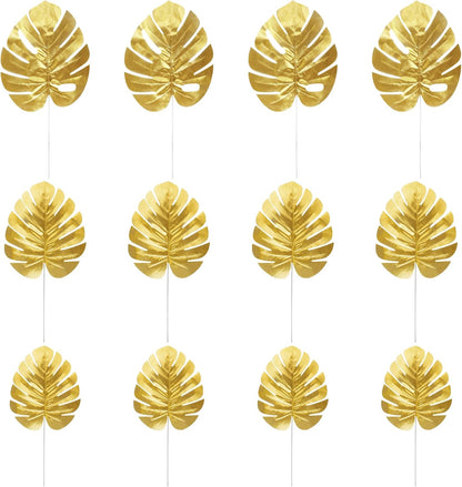 Artificial Palm Leaves, Faux Large Palm Fronds Fake Tropical Plant Simulation Safari Leaves with Stems for Home Hawaiian Luau Party Jungle Beach Theme Party Decoration