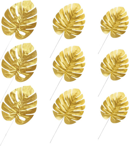 Artificial Palm Leaves, Faux Large Palm Fronds Fake Tropical Plant Simulation Safari Leaves with Stems for Home Hawaiian Luau Party Jungle Beach Theme Party Decoration