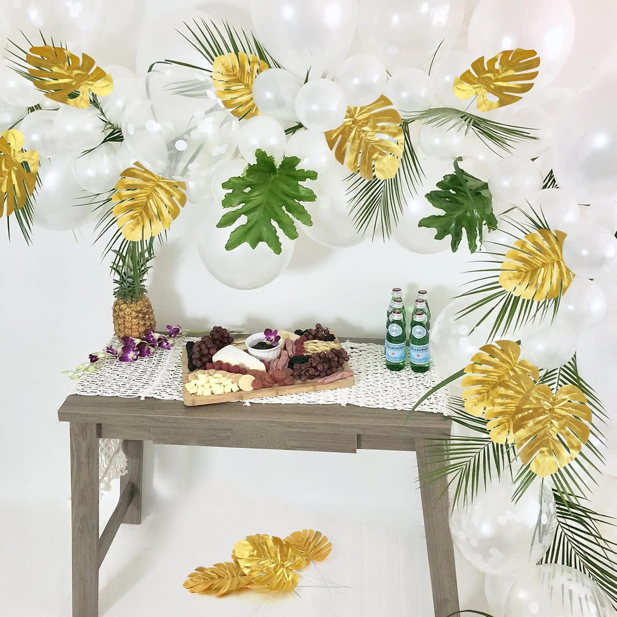 Artificial Palm Leaves, Faux Large Palm Fronds Fake Tropical Plant Simulation Safari Leaves with Stems for Home Hawaiian Luau Party Jungle Beach Theme Party Decoration