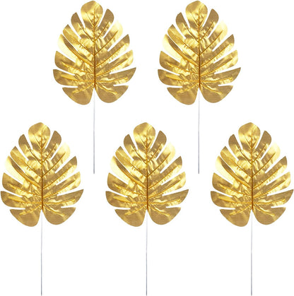 Artificial Palm Leaves, Faux Large Palm Fronds Fake Tropical Plant Simulation Safari Leaves with Stems for Home Hawaiian Luau Party Jungle Beach Theme Party Decoration