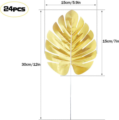 Artificial Palm Leaves, Faux Large Palm Fronds Fake Tropical Plant Simulation Safari Leaves with Stems for Home Hawaiian Luau Party Jungle Beach Theme Party Decoration