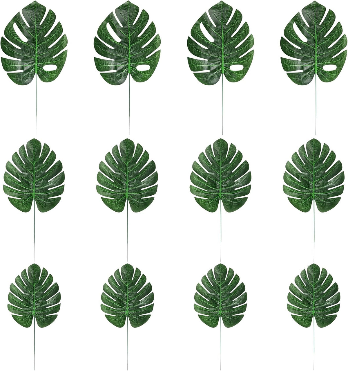 Artificial Palm Leaves, Faux Large Palm Fronds Fake Tropical Plant Simulation Safari Leaves with Stems for Home Hawaiian Luau Party Jungle Beach Theme Party Decoration