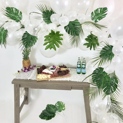 Artificial Palm Leaves, Faux Large Palm Fronds Fake Tropical Plant Simulation Safari Leaves with Stems for Home Hawaiian Luau Party Jungle Beach Theme Party Decoration