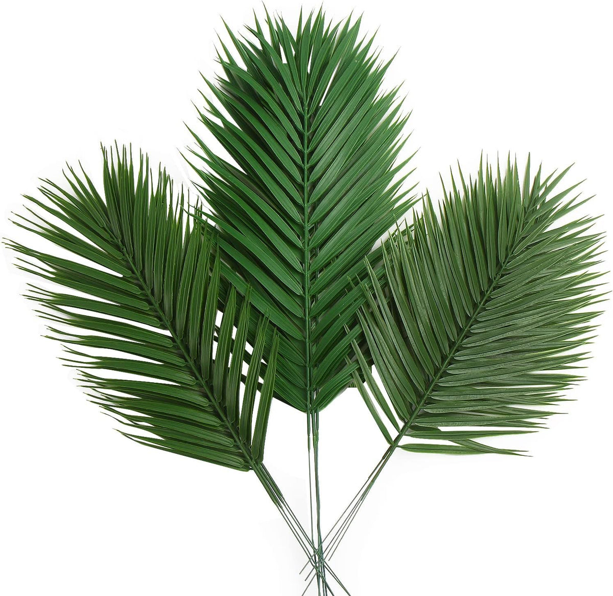 Artificial Palm Leaves, Faux Large Palm Fronds Fake Tropical Plant Simulation Safari Leaves with Stems for Home Hawaiian Luau Party Jungle Beach Theme Party Decoration