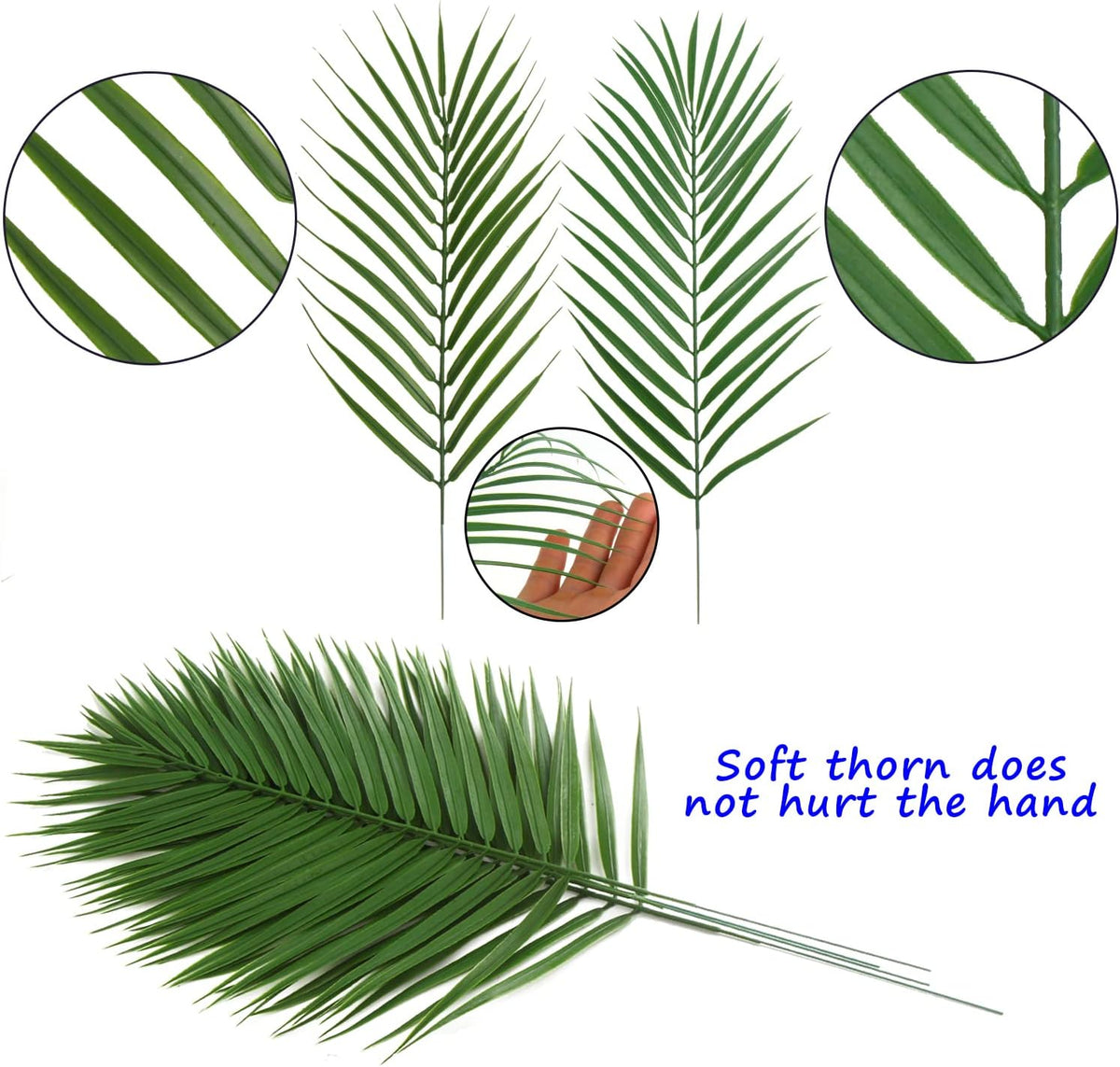 Artificial Palm Leaves, Faux Large Palm Fronds Fake Tropical Plant Simulation Safari Leaves with Stems for Home Hawaiian Luau Party Jungle Beach Theme Party Decoration