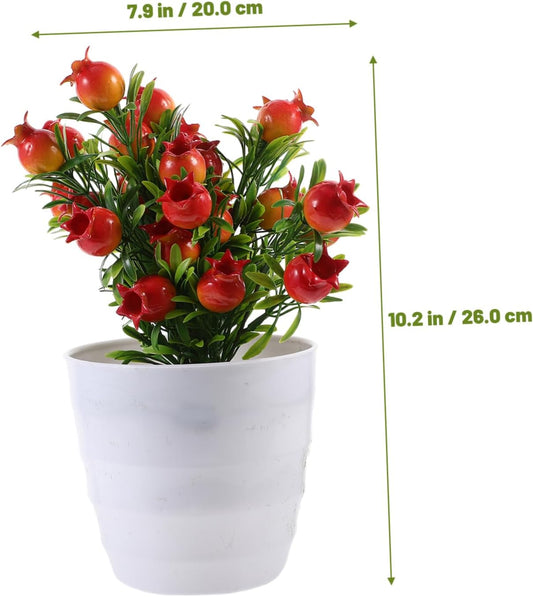 Faux Potted Plant Decoration Small Pomegranate Tree Ornament for Home Office and Garden Vibrant Artificial Bonsai for Stress Relief and Photography Props Easy to Clean
