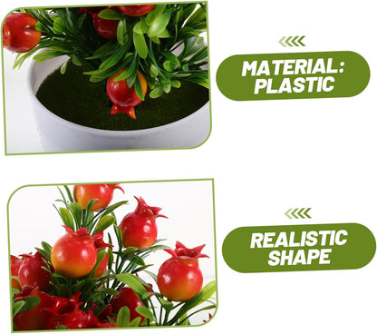 Faux Potted Plant Decoration Small Pomegranate Tree Ornament for Home Office and Garden Vibrant Artificial Bonsai for Stress Relief and Photography Props Easy to Clean