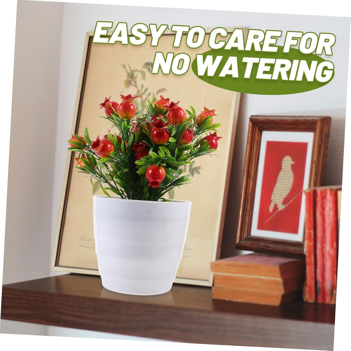 Faux Potted Plant Decoration Small Pomegranate Tree Ornament for Home Office and Garden Vibrant Artificial Bonsai for Stress Relief and Photography Props Easy to Clean