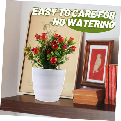 Faux Potted Plant Decoration Small Pomegranate Tree Ornament for Home Office and Garden Vibrant Artificial Bonsai for Stress Relief and Photography Props Easy to Clean