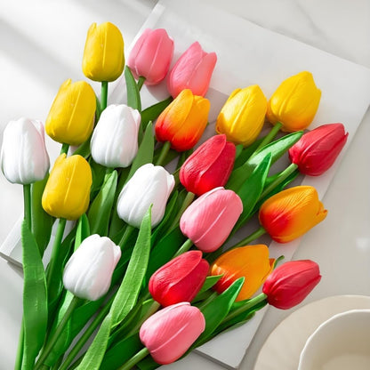 Artificial Tulips 10Pcs Real Touch PU Tulip Fake Flowers Pink