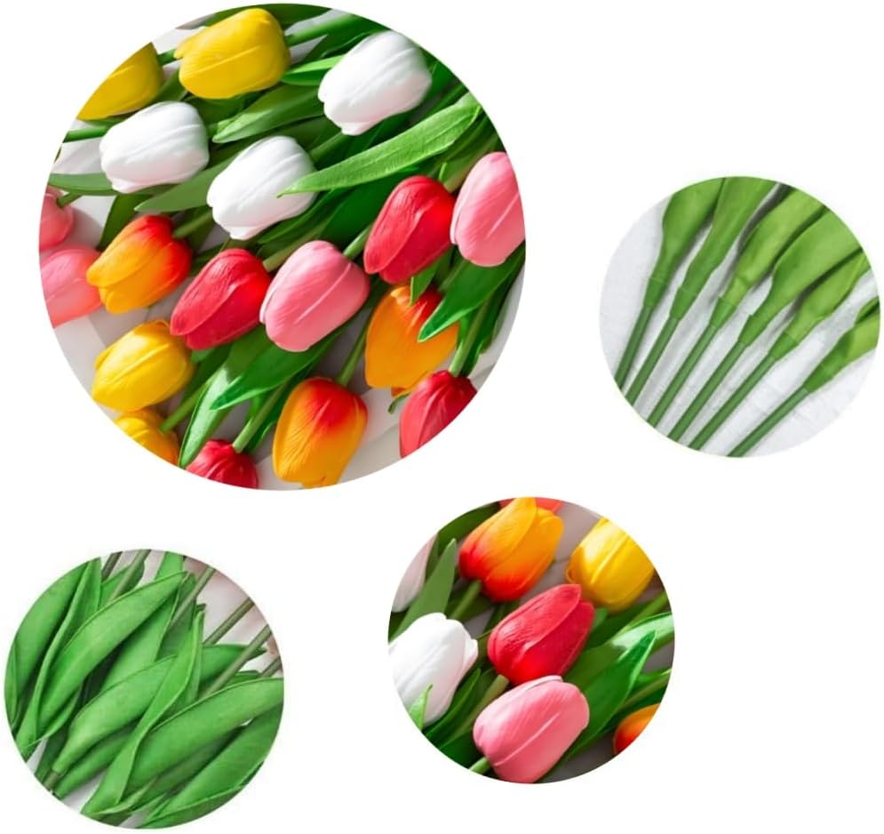 Artificial Tulips 10Pcs Real Touch PU Tulip Fake Flowers Pink