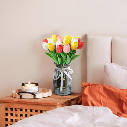 Artificial Tulips 10Pcs Real Touch PU Tulip Fake Flowers Pink