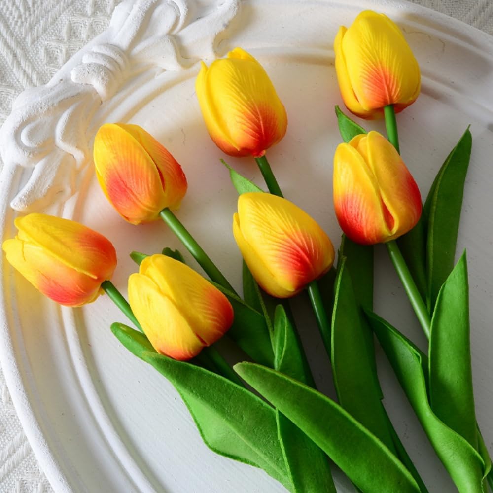 Artificial Tulips 10Pcs Real Touch PU Tulip Fake Flowers Pink