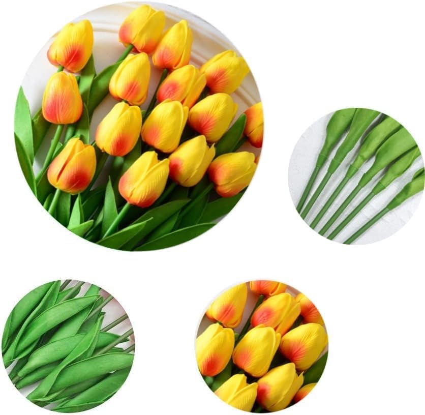 Artificial Tulips 10Pcs Real Touch PU Tulip Fake Flowers Pink