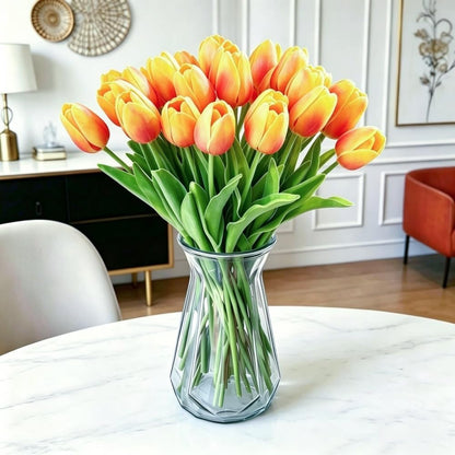 Artificial Tulips 10Pcs Real Touch PU Tulip Fake Flowers Pink