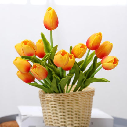 Artificial Tulips 10Pcs Real Touch PU Tulip Fake Flowers Pink