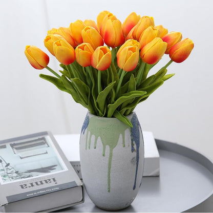 Artificial Tulips 10Pcs Real Touch PU Tulip Fake Flowers Pink