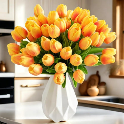 Artificial Tulips 10Pcs Real Touch PU Tulip Fake Flowers Pink