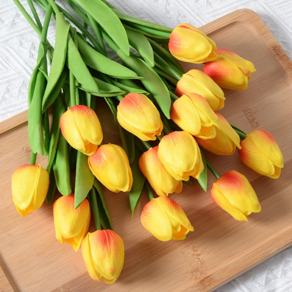 Artificial Tulips 10Pcs Real Touch PU Tulip Fake Flowers Pink