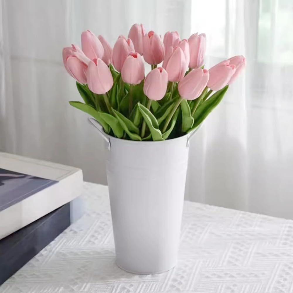 Artificial Tulips 10Pcs Real Touch PU Tulip Fake Flowers Pink