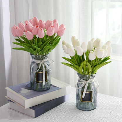 Artificial Tulips 10Pcs Real Touch PU Tulip Fake Flowers Pink
