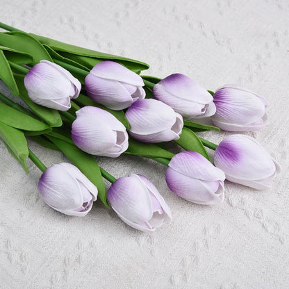 Artificial Tulips 10Pcs Real Touch PU Tulip Fake Flowers Pink