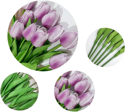 Artificial Tulips 10Pcs Real Touch PU Tulip Fake Flowers Pink