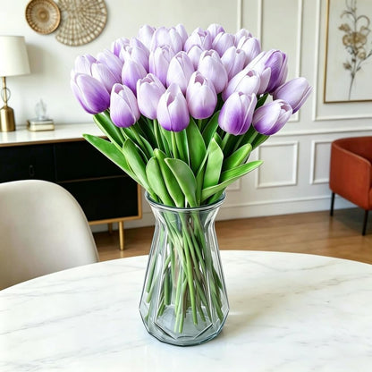 Artificial Tulips 10Pcs Real Touch PU Tulip Fake Flowers Pink