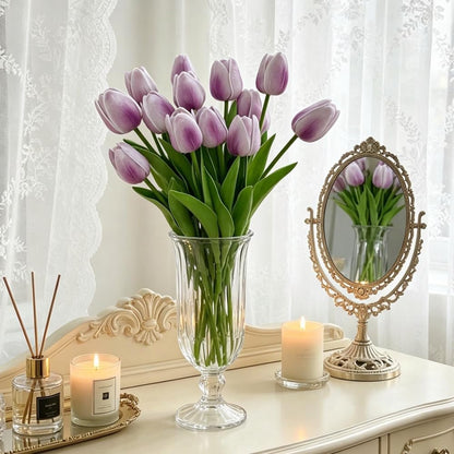 Artificial Tulips 10Pcs Real Touch PU Tulip Fake Flowers Pink