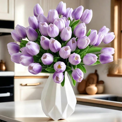 Artificial Tulips 10Pcs Real Touch PU Tulip Fake Flowers Pink