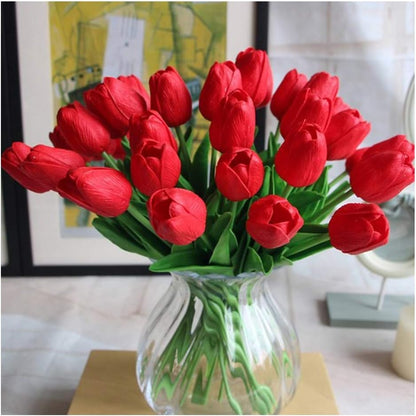 Artificial Tulips 10Pcs Real Touch PU Tulip Fake Flowers Pink