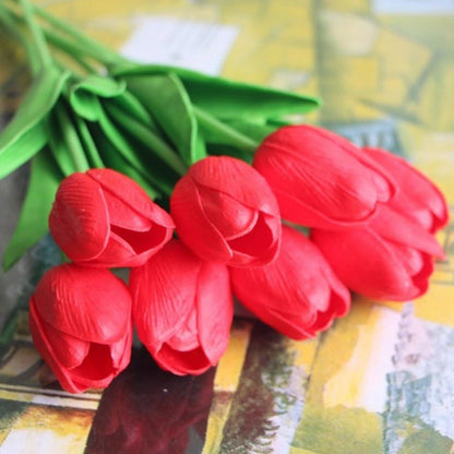 Artificial Tulips 10Pcs Real Touch PU Tulip Fake Flowers Pink