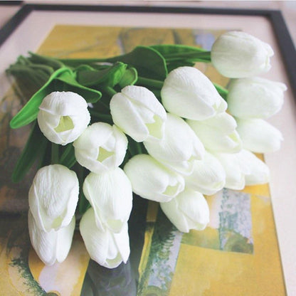 Artificial Tulips 10Pcs Real Touch PU Tulip Fake Flowers Pink