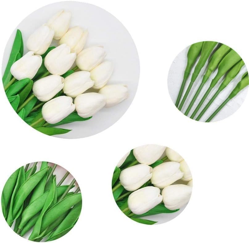 Artificial Tulips 10Pcs Real Touch PU Tulip Fake Flowers Pink