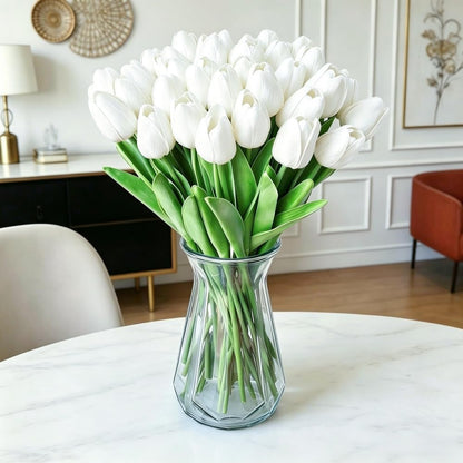 Artificial Tulips 10Pcs Real Touch PU Tulip Fake Flowers Pink