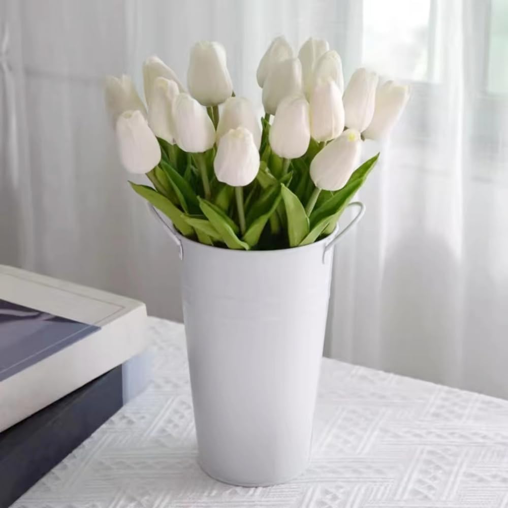 Artificial Tulips 10Pcs Real Touch PU Tulip Fake Flowers Pink