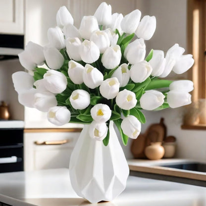 Artificial Tulips 10Pcs Real Touch PU Tulip Fake Flowers Pink