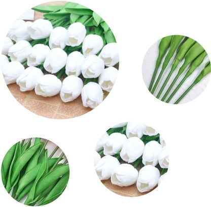 Artificial Tulips 10Pcs Real Touch PU Tulip Fake Flowers Pink
