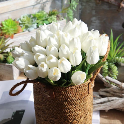 Artificial Tulips 10Pcs Real Touch PU Tulip Fake Flowers Pink