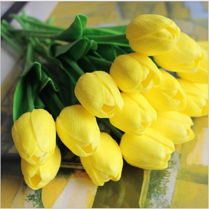 Artificial Tulips 10Pcs Real Touch PU Tulip Fake Flowers Pink