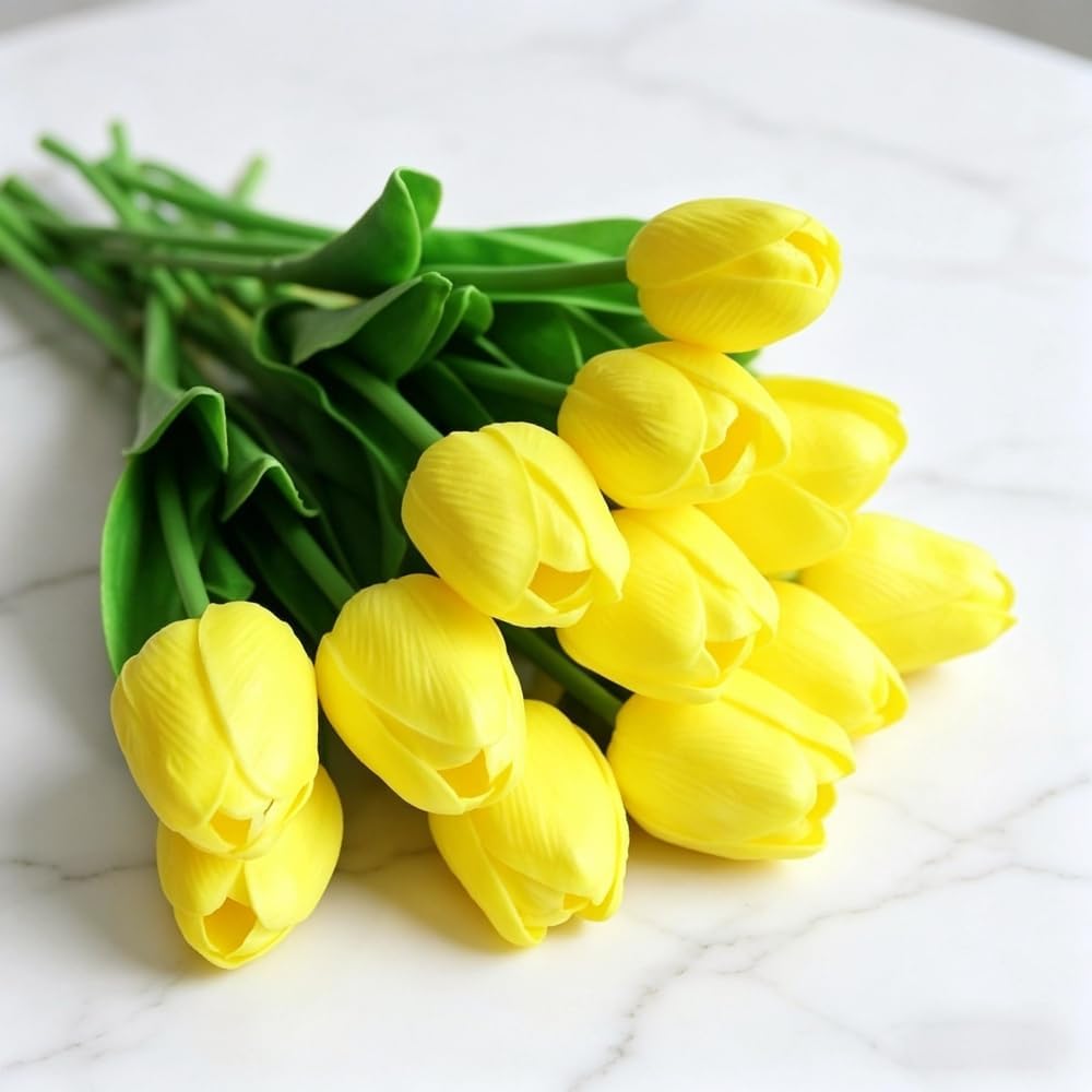 Artificial Tulips 10Pcs Real Touch PU Tulip Fake Flowers Pink