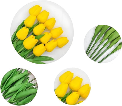 Artificial Tulips 10Pcs Real Touch PU Tulip Fake Flowers Pink