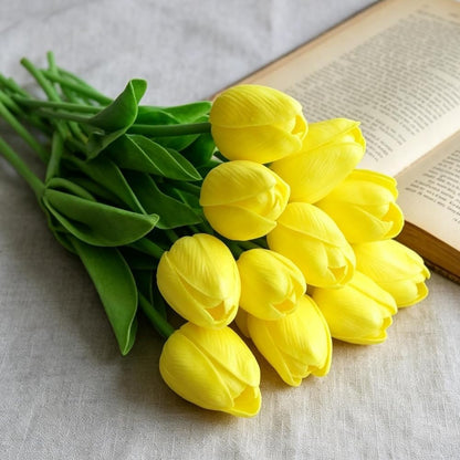Artificial Tulips 10Pcs Real Touch PU Tulip Fake Flowers Pink