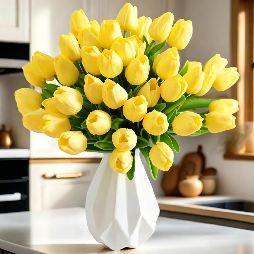 Artificial Tulips 10Pcs Real Touch PU Tulip Fake Flowers Pink